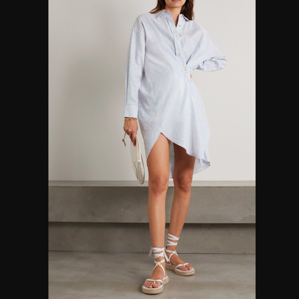 Isabel Marant Etoile - Gathered Striped Cotton And Linen-blend Shirt Dress